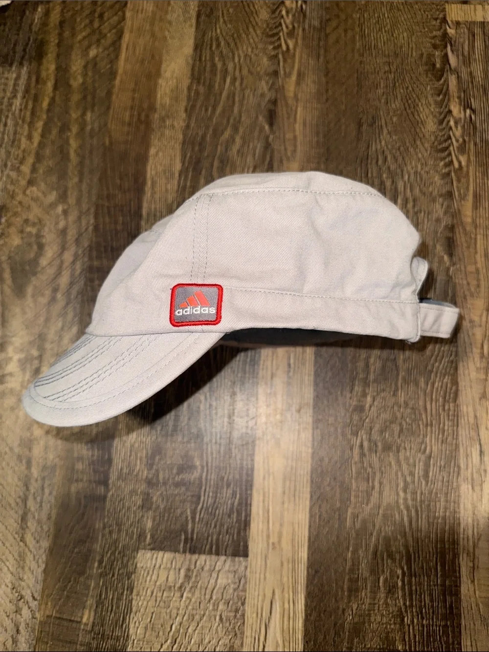 adidas Men's Light Gray Cap with Red Logo Patch